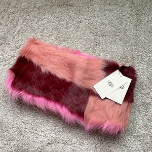 Ugg sheepskin snood pink multi color color block neck wrap scarf gaiter